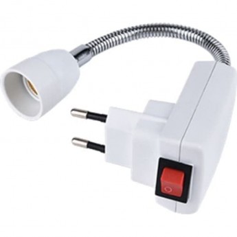 Переходник вилка-патрон ECOLA BASE APF4SWEAY E14 гибкий 300мм c выключателем, белый Переходник вилка-патрон ECOLA BASE APF4SWEAY E14 гибкий 300мм c выключателем, белый