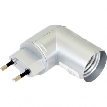 Переходник вилка-патрон ECOLA BASE APT4SSEAY E14 с выключателем, серебряный Переходник вилка-патрон ECOLA BASE APT4SSEAY E14 с выключателем, серебряный