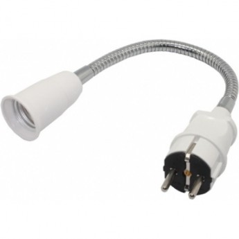 Переходник вилка-патрон ECOLA BASE APF7NWEAY E27 гибкиий 300мм без выключателя, белый Переходник вилка-патрон ECOLA BASE APF7NWEAY E27 гибкиий 300мм без выключателя, белый