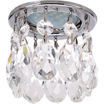 Светильник ECOLA MR16 CR1006 GU5.3 Glass Стекло Круг с каплевидными хруст. на прямом подвесе Прозрачный / Хром 84x100 Светильник ECOLA MR16 CR1006 GU5.3 Glass Стекло Круг с каплевидными хруст. на прямом подвесе Прозрачный / Хром 84x100