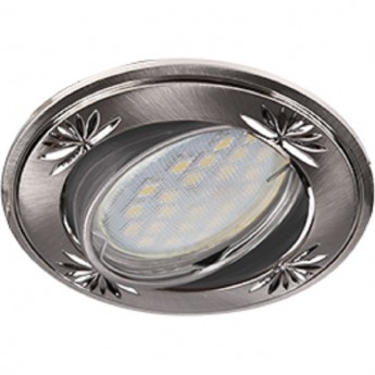 Светильник ECOLA MR16 DL21 GU5.3 встр. литой поворотный искр.гравир. Четыре цветка Сатин Хром 23x84 Светильник ECOLA MR16 DL21 GU5.3 встр. литой поворотный искр.гравир. Четыре цветка Сатин Хром 23x84