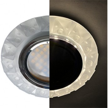 Светильник ECOLA MR16 LD1661 GU5.3 Glass Стекло Круг с крупными матовыми стразами Конус с подсветкой/фон мат./центр.часть хром 38x95 Светильник ECOLA MR16 LD1661 GU5.3 Glass Стекло Круг с крупными матовыми стразами Конус с подсветкой/фон мат./центр.часть хром 38x95