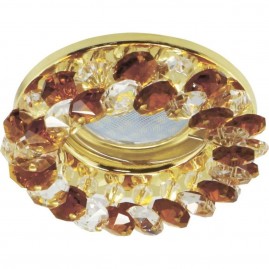 Встраиваемый светильник с хрусталиками ECOLA MR16 GU5.3 FA1618EFY прозрачный, янтарь, золото Встраиваемый светильник с хрусталиками ECOLA MR16 GU5.3 FA1618EFY прозрачный, янтарь, золото